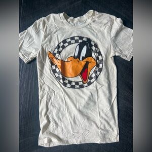 White T-Shirt with Cartoon Graphic